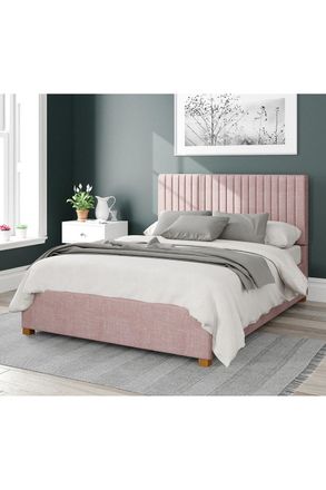 Aspire Home Accents Grant Upholstered Ottoman Storage Bed, Pure Pastel Cotton Fabric in Rose | Size: Super King