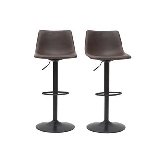 Miliboo Miliboo - Taburete De Bar Vintage Regulable Pu Marr&oacute;n Oscuro 61cm Lote De 2 New Rock