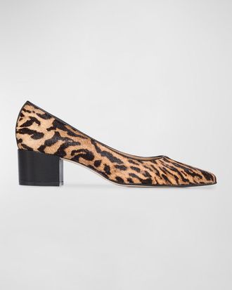 Bernardo Millie Leopard Block-Heel Pumps