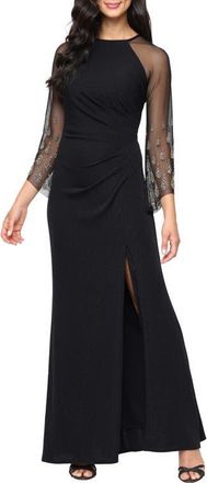 Alex Evenings Metallic Embellished Mermaid Gown in Black Gold at Nordstrom, Size 16