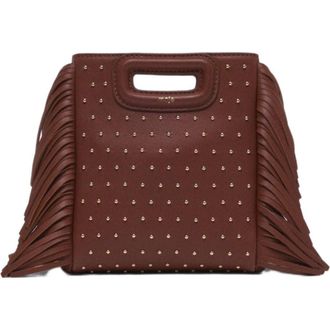 Maje Leather M mini bag with studs in Brown at Nordstrom, Size Medium