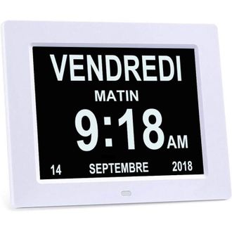 OEM Reloj Digital De 8 Con Calendario - Visualizaci&oacute;n Clara De D&iacute;a, Mes Y Semana - Funci&oacute;n De Atenuaci&oacute;n Nocturna - Para Personas Mayores Y Pacientes Con 