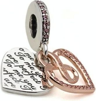 Pandora Two-Tone Infinity Heart Double Dangle Charm - female - Pandora - Jewellery - Multicolor - ONE SIZE - Accessories