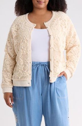 T Tahari Open Stitch Cardigan in Ivory at Nordstrom Rack, Size 1X
