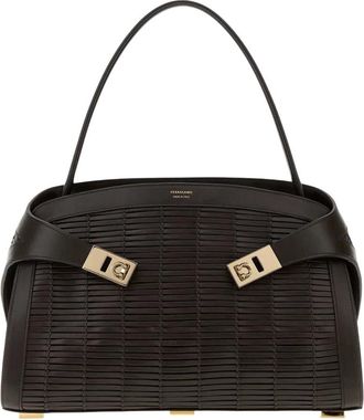 Ferragamo Dark Brown Hug Medium Shoulder Bag