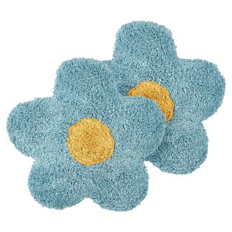 Beliani Beliani - Conjunto De 2 Cojines Infantiles En Forma De Flor De Algod&oacute;n 30 X 30 Cm Azul Sorrel