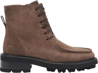 Scarosso Karol Taupe Su&egrave;de Veterschoenen - Dames - Veterlaarzen - Bruin - 35 EU - Su&egrave;de - Schoenen
