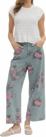Entro Floral Print Pants In Light Blue