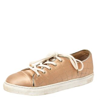 Charlotte Olympia Peach Satin Web Low Top Sneakers