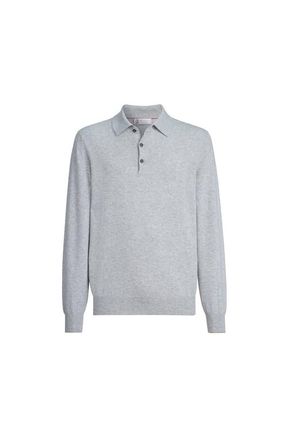 Brunello Cucinelli Cashmere knit polo shirt in Pebble at Nordstrom, Size 58 It