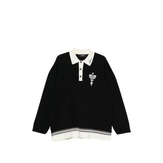 Amiri Logo-embroidered Striped-trim Polo Shirt