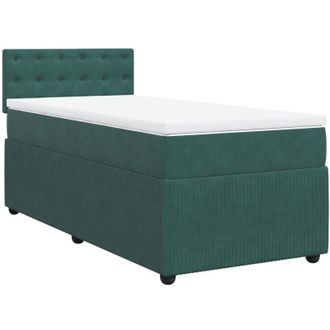 vidaXL Cama Box Spring Con Colch&oacute;n Terciopelo Verde Oscuro 90x200 Cm Vidaxl