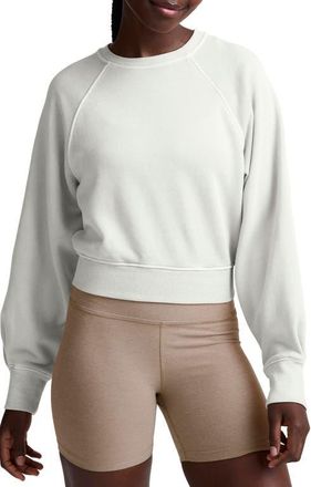 Beyond Yoga Fade Out Crop Sweatshirt in Washed Vintage White at Nordstrom, Size X-Large