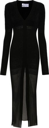 The Attico V-neck ribbed midi dress - women - Polyester/Wool/Polyamide/Mohair - 44 - Black