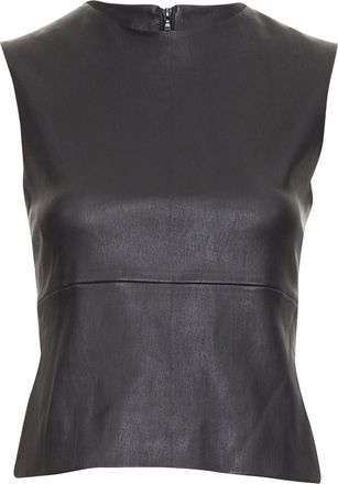 The Row leather stretch minimal seam sleeveless top