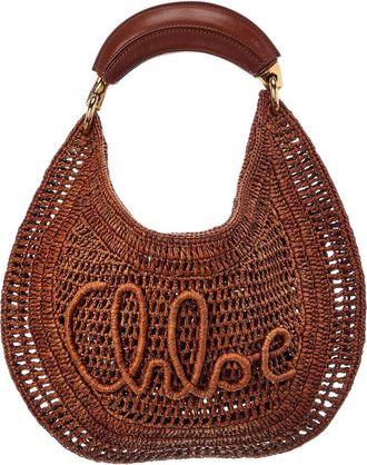 Chlo&eacute; Summer Banana Raffia & Leather Hobo Bag