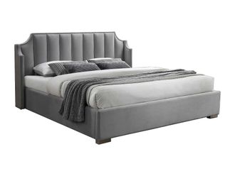 VENTE-UNIQUE.COM Cama con canap&eacute; abatible terciopelo gris claro