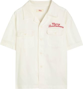 Cherry Los Angeles Roadrunner Embroidered Satin-twill Shirt - White - S