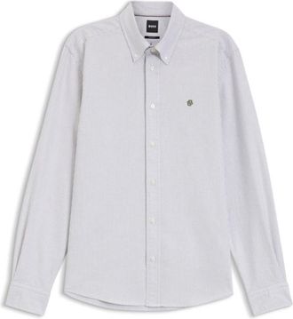 BOSS Regular-fit button-down shirt in striped Oxford cotton