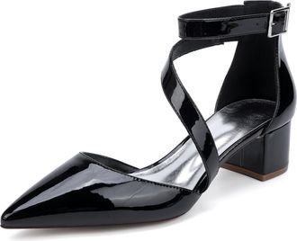 Generic Women Chunky Bridal Low Kitten Heel Pointed Toe Wedding Bridal Pumps Classic Party Office Heels 4.5Cm,Black,10 UK