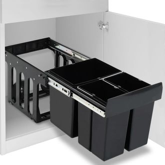 vidaXL Vidaxl - Cubo De Basura Extra&iacute;ble En Armario De Cocina Cierre Suave 48 L