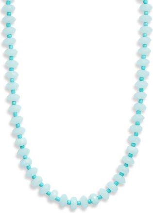 Nordstrom Color Pop Beaded Necklace in Aqua- Gold at Nordstrom