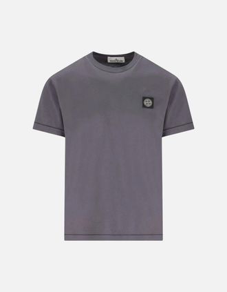 Stone Island Mens Stone Island Compass Patch Logo Dark Lead Grey T-shirt - Size: 36