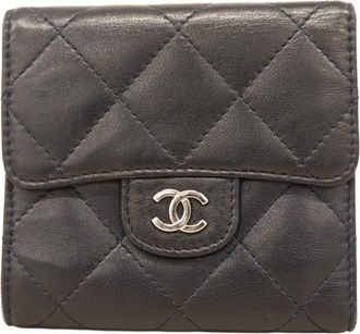 Chanel Navy Leather Wallet (Tri-Fold) (Pre-Owned)