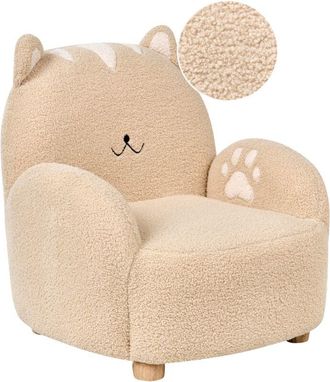 Beliani Beliani - Kids Armchair Cat Upholstered Chair for Children Beige Zoar
