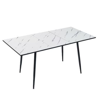 Urban Meuble Mesa de comedor extensible efecto m&aacute;rmol blanco 120-160