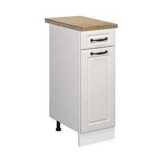 Vicco Mueble Bajo De Cocina R-line, Blanco Casa De Campo, 30 Cm, Et Roble