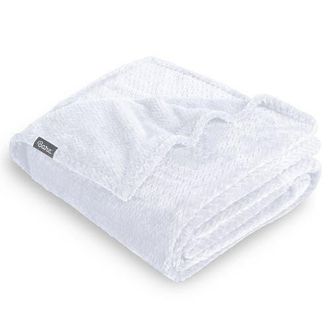 Bare Home Chevron Microplush Fleece Blanket in White at Nordstrom, Size Twin