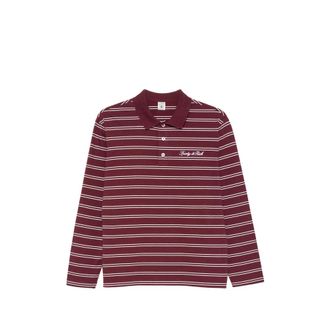 Sporty & Rich Signature Logo Striped Long-sleeve Polo Shirt