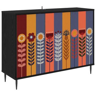 vidaXL Aparador Essen Roble Negro 102 X 33 X 76 Cm Vidaxl