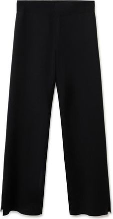Mango Side Slit Knit Pants in Black at Nordstrom, Size X-Large