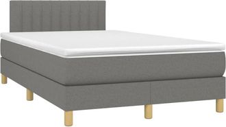 vidaXL Vidaxl - Cama Box Spring Con Colch&oacute;n Y Led Tela Marr&oacute;n Oscuro 120x190 Cm