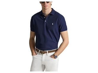 Polo Ralph Lauren Custom Slim Fit Honeycomb-Mesh Polo Mens Clothing Cruise Navy : 2XL, Cotton