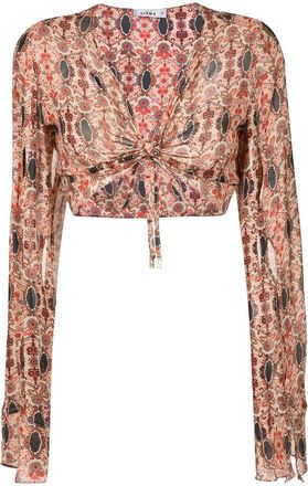 Amir Slama floral-print cropped blouse - women - Silk - GG - Multicolour