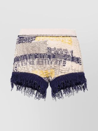 Sportmax cotton patterned intarsia knit mid-rise shorts