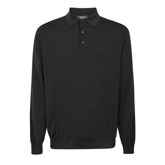 Zanone Polo Shirts, male, Green, 2XL, Blue Wool Blend Polo Shirt