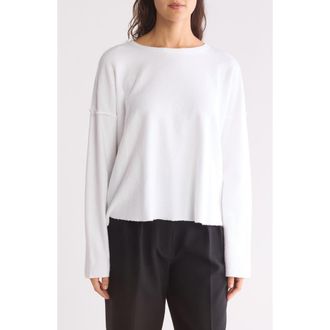 Eileen Fisher Long Sleeve Boxy Organic Cotton Top in White at Nordstrom Rack, Size Xx-Small