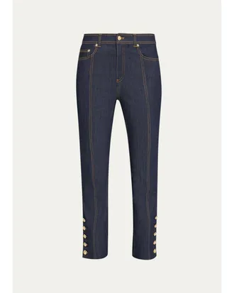 Cinq &agrave; Sept Maggie Button-Embellished Bootcut Jeans