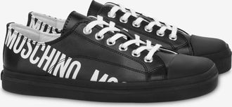 Moschino Printed calfskin sneakers - Black