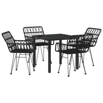 Berkfield Home 5 Piece Garden Dining Set Black Poly Rattan