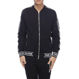 Balmain Bomber in cotone con maxi bande logate