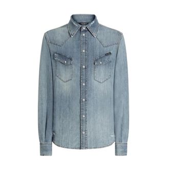 Dolce & Gabbana Heren, Overhemden, Blauw, Maat: 4XL Denim
