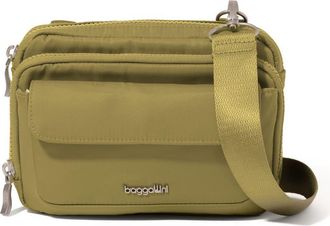 Baggallini Modern Double Zip Crossbody Bag in Sage Twill at Nordstrom