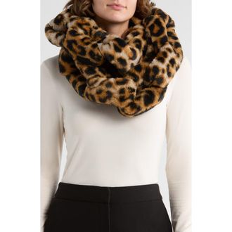 Kurt Geiger Leopard Print Faux Fur Infiniry Scarf in Brown/Oth at Nordstrom Rack