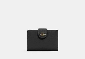 Coach Medium Corner Zip Wallet in Black | Leather