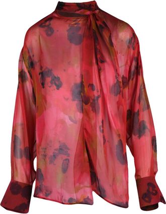 Victoria Beckham Multicolor Floral Silk High-Neck Blouse